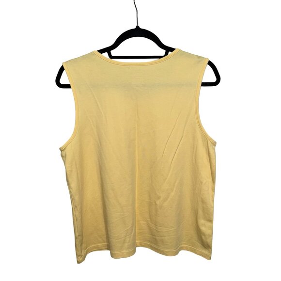 L.L Bean Yellow Tank Top and Matching Cardigan100% Supima Cotton Sz L Petite - Picture 4 of 13